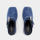 Mules Regenerated Denim Moonogram - Marine Serre - Coton - Bleu