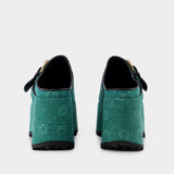 Mules Regenerated Denim Moonogram - Marine Serre - Coton - Vert