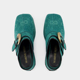 Mules Regenerated Denim Moonogram - Marine Serre - Coton - Vert