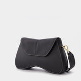 Sac Space en Cuir Noir et Surpiqure Blanche