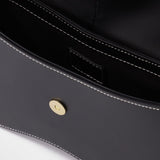 Sac Space en Cuir Noir et Surpiqure Blanche