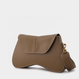 Sac Space en Cuir Marron et Surpiqure Blanche