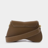 Sac Space en Cuir Marron et Surpiqure Blanche