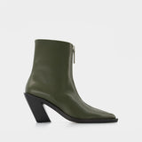 Bottines Eclair Zipper en Cuir Kaki