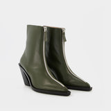 Bottines Eclair Zipper en Cuir Kaki