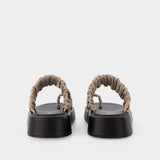 Mules À Plateforme Amor - Elleme - Cuir - Taupe/Noir
