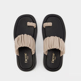 Mules À Plateforme Amor - Elleme - Cuir - Taupe/Noir