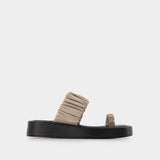 Mules À Plateforme Amor - Elleme - Cuir - Taupe/Noir