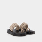 Mules À Plateforme Amor - Elleme - Cuir - Taupe/Noir