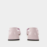Mules Romy - By Far - Cuir Verni - Rose Pâle