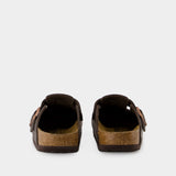Mules Boston - Birkenstock - Cuir - Marron Foncé