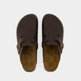 Mules Boston - Birkenstock - Cuir - Marron Foncé