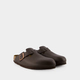 Mules Boston - Birkenstock - Cuir - Marron Foncé