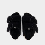 Sandales Arizona BB Shearling Teddy - Birkenstock - Laine - Noir