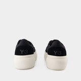 Sneakers Y-3 Ajatu Court Low - Y-3 - Cuir - Noir/Blanc Cassé