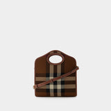 Sac Mini Pocket Bag en Toile Marron - Motif check
