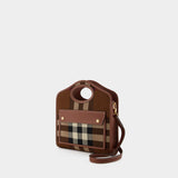 Sac Mini Pocket Bag en Toile Marron - Motif check