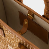 Sac à bandoulière Note - Burberry - Rafia et cuir caramel