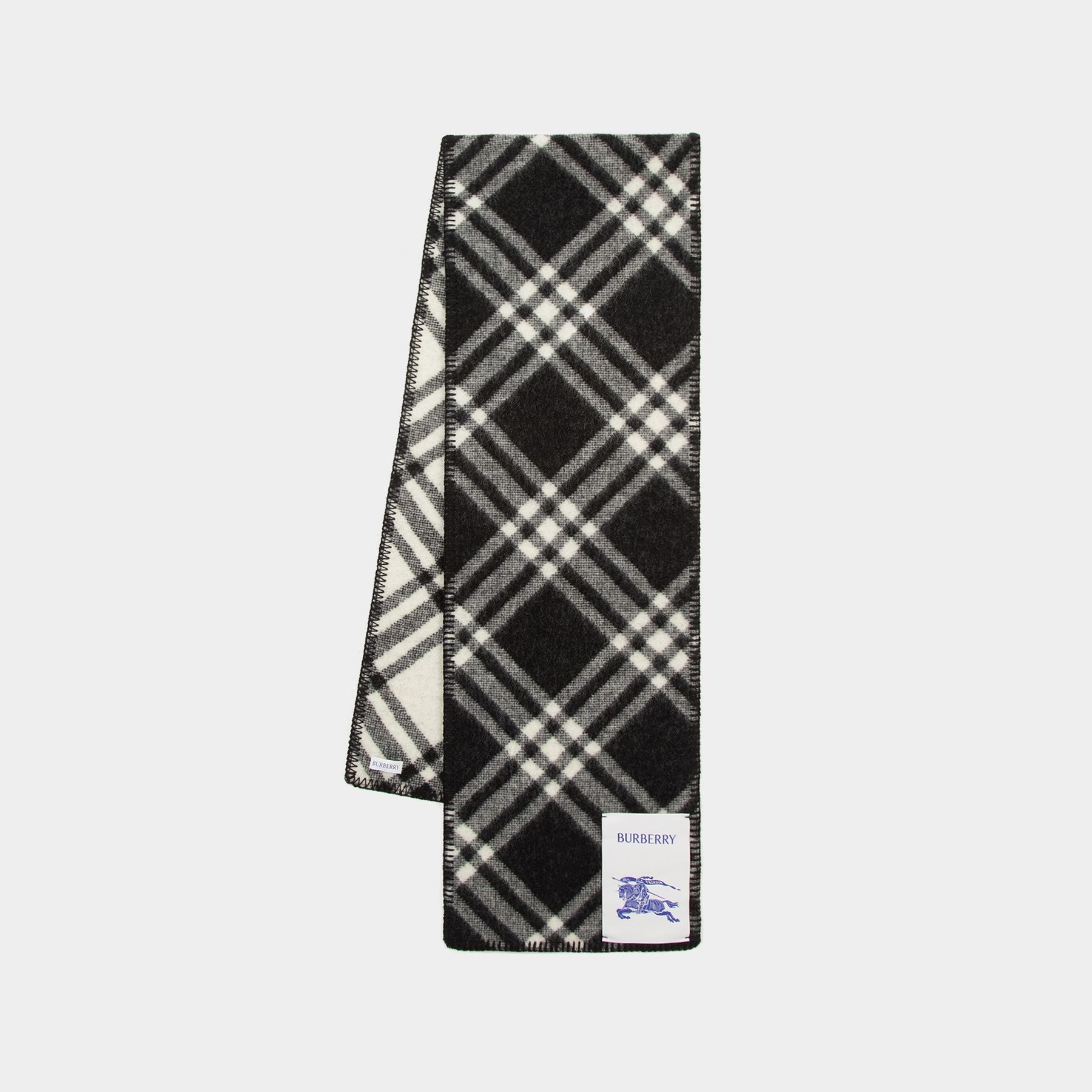 ??charpe Check - Burberry - Laine - Noir