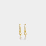 Boucles d’Oreilles Knot Pearl Drop en Or Plaqué