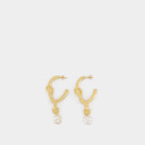 Boucles d’Oreilles Knot Pearl Drop en Or Plaqué
