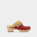 Sabots Jean Daisy en Cuir bordeaux