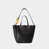 Sac Chain Strap Cabas Petit en Cuir Noir
