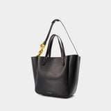 Sac Chain Strap Cabas Petit en Cuir Noir