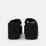 Sandales Branded Wedges en Toile Noire