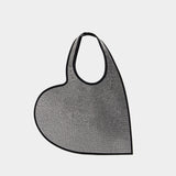 Tote Bag Mini Cœur Brodé En Cristal - Coperni - Strass - Noir