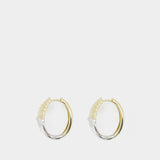 Boucles D'Oreille Cœur Berlingot Vague - Yvonne Leon - 9K - Or/Or Blanc