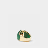 Bague Maxi Berlingot Malachite en Or Jaune