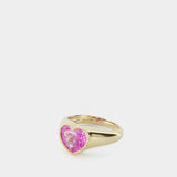 Bague Cœur Pierre Rose - Yvonne Leon - 9K - Or