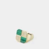 Bague Petit Damier Malachite - Yvonne Leon - 9K - Or