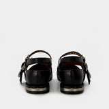 Chaussures Plates en Cuir Noir