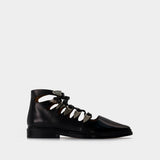 Chaussures Plates en Cuir Noir