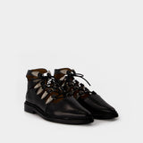 Chaussures Plates en Cuir Noir