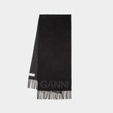 Echarpe Fringed - Ganni - Laine - Noir