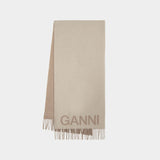 Écharpe à Fringés en Laine Recyclée Beige