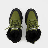 Bottines Cleated Hiking à Lacets en Cuir Kaki