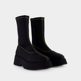 Bottines Rétro Flatform - Ganni - Synthétique - Noir