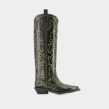 Bottes Western - Ganni - Cuir - Noir/Jaune