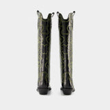 Bottes Western - Ganni - Cuir - Noir/Jaune