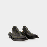 Mules Western - Ganni - Cuir - Noir/Jaune