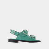 Sandales Western - Ganni - Cuir - Vert