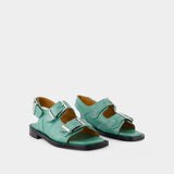 Sandales Western - Ganni - Cuir - Vert