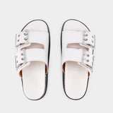 Sandales Wide Welt Chunky - Ganni - Cuir - Egret