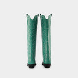 Bottes Western - Ganni - Cuir - Vert