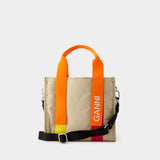 Tote bag Recycled tech Small - Ganni - Synthétique - Kaki