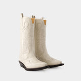 Bottes Mid Shaft - Ganni - Cuir - Beige